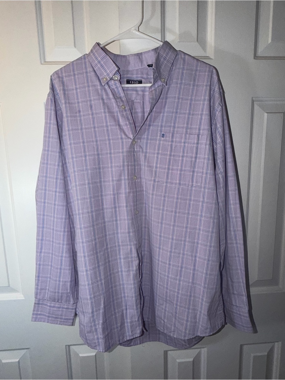 Izod Men's Light Lavender Plaid Button-Down Shirt